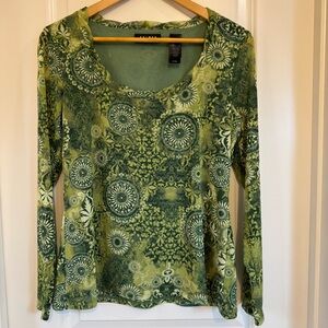 Axcess Liz Claiborne Mesh Top Large Psychedelic Vintage Y2K Fairy Grunge Boho